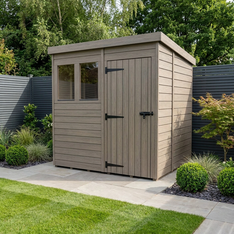 8x10 Pent Composite Shed (Single Door, With Windows)