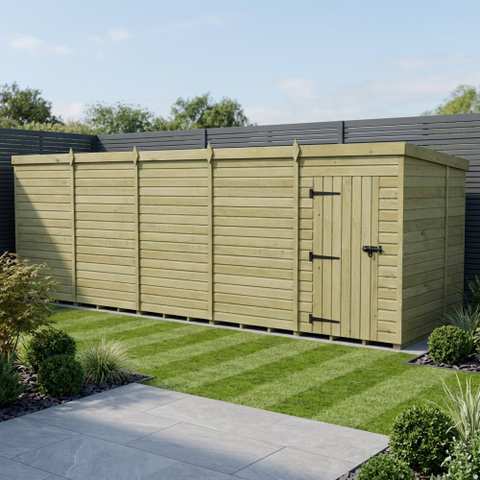 20 x 7 Pent Shed (Single Door, No Windows)