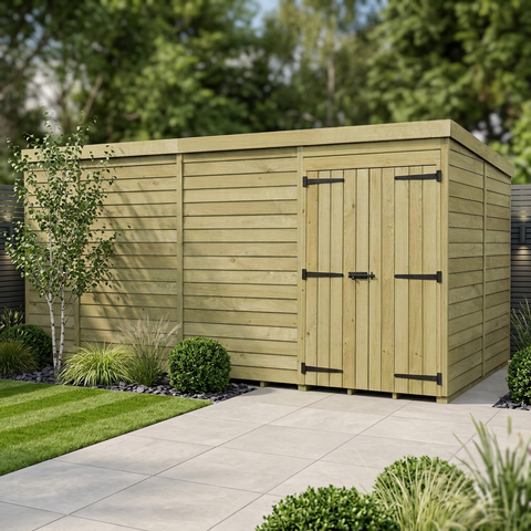 13 x 8 Pent Shed (Double Door, No Windows)