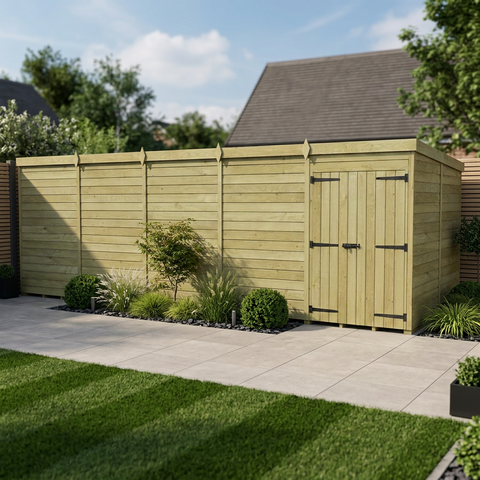 20 x 7 Pent Shed (Double Door, No Windows)