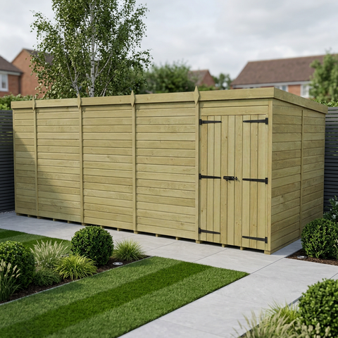 18 x 8 Pent Shed (Double Door, No Windows)