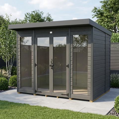 8x8 Composite Pent Full Height Summer House