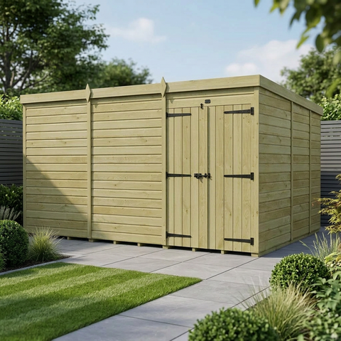 12 x 9 Pent Shed (Double Door, No Windows)