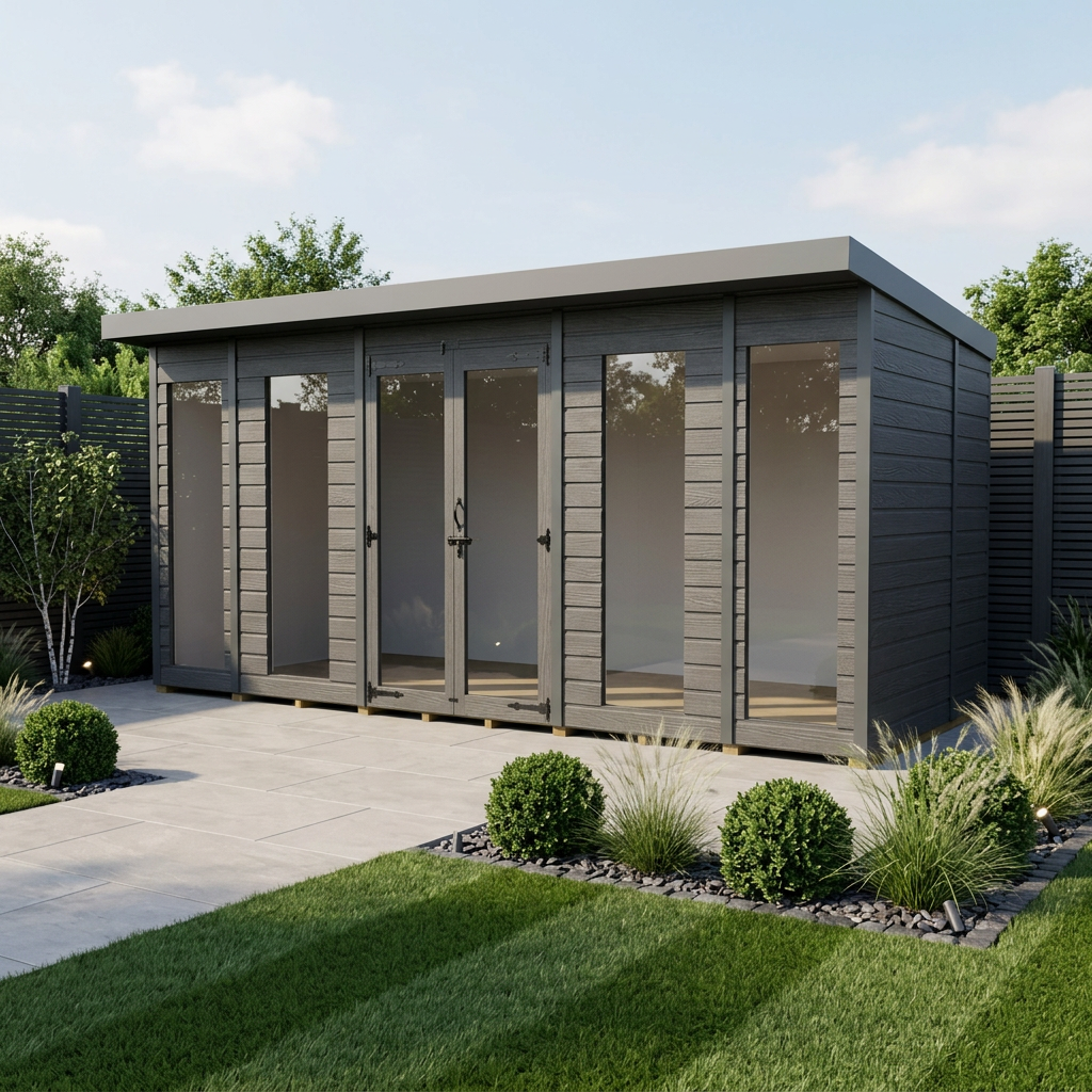 14x7 Composite Pent Full Height Summer House