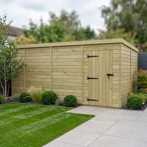 15 x 8 Pent Shed (Single Door, No Windows)