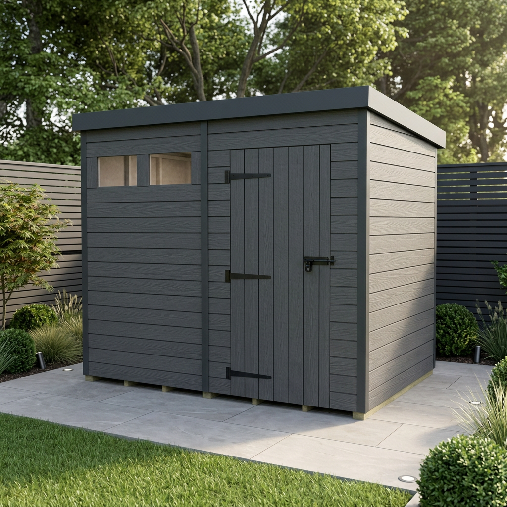 8x9 Composite Pent Security Shed