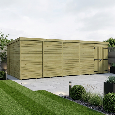 20 x 10 Pent Shed (Double Door, No Windows)