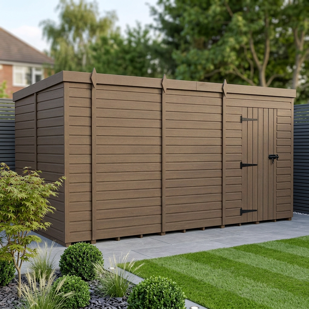 15x9 Pent Composite Shed (Single Door, No Windows)