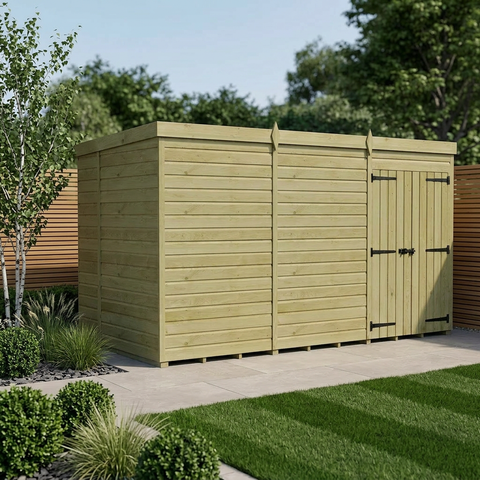 12 x 10 Pent Shed (Double Door, No Windows)