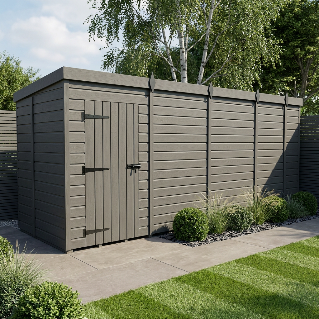 17x5 Pent Composite Shed (Single Door, No Windows)