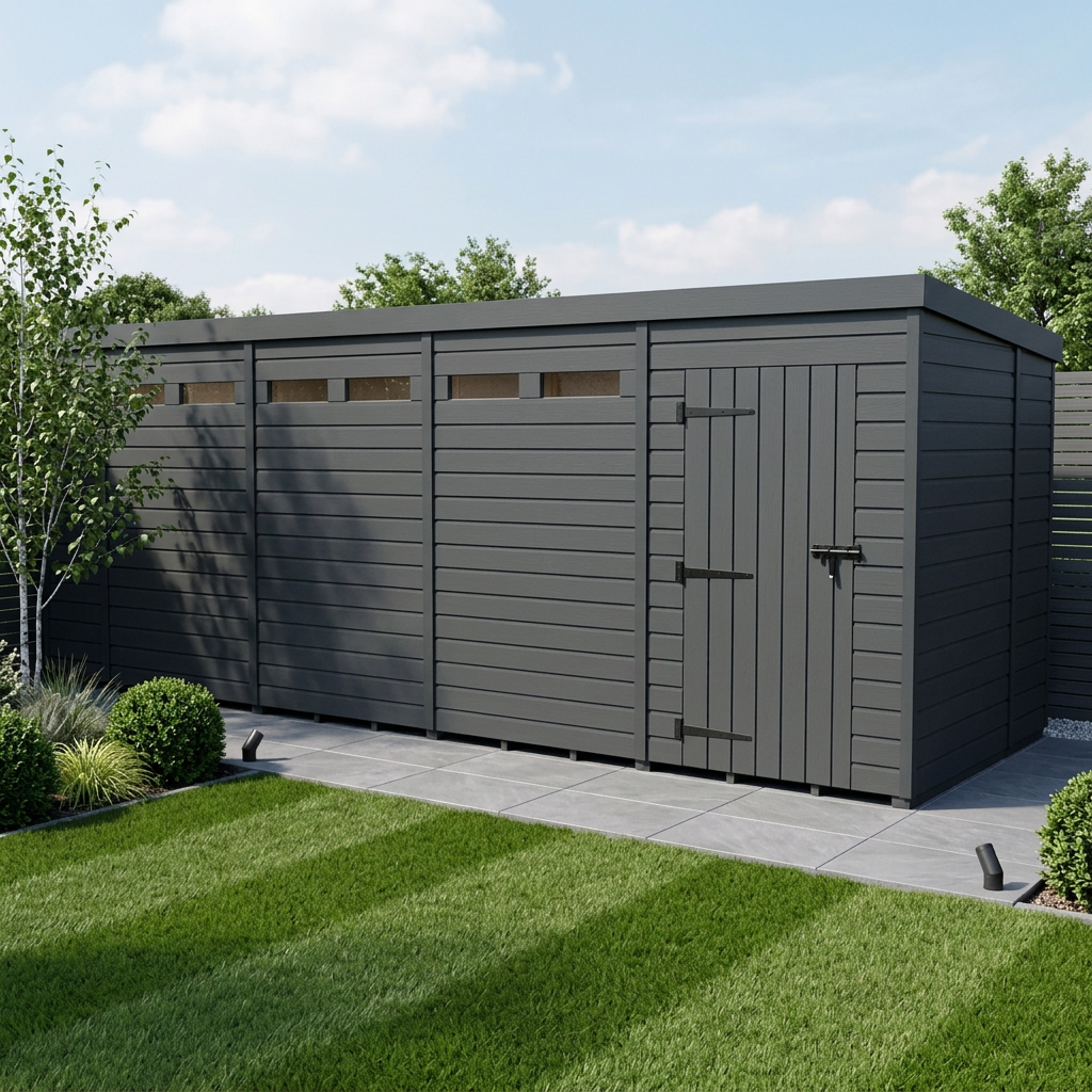 19x7 Composite Pent Security Shed
