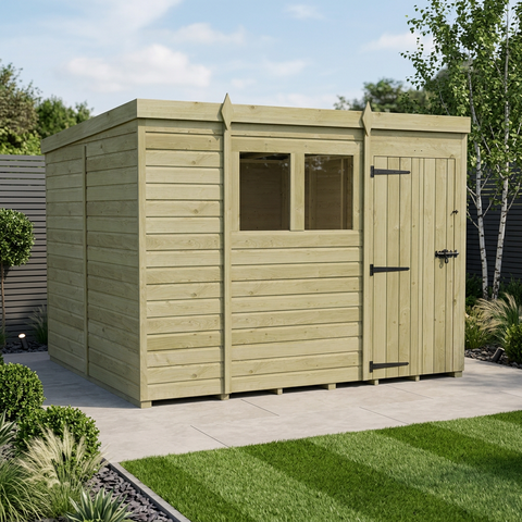 9 x 10 Pent Shed (Single Door, With Windows)