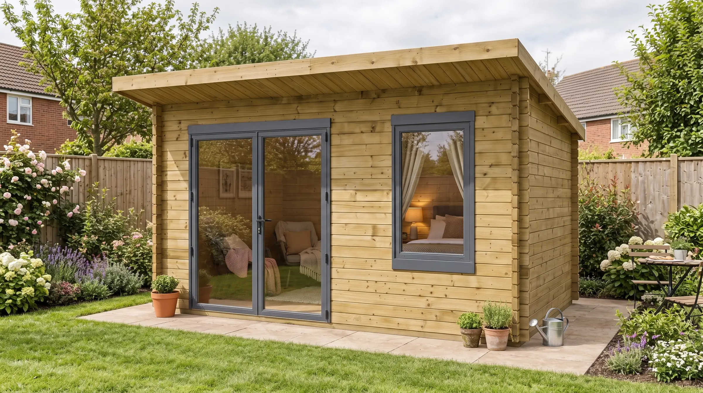 Guest annexe: our Total Cabin in a garden, styled visualisation